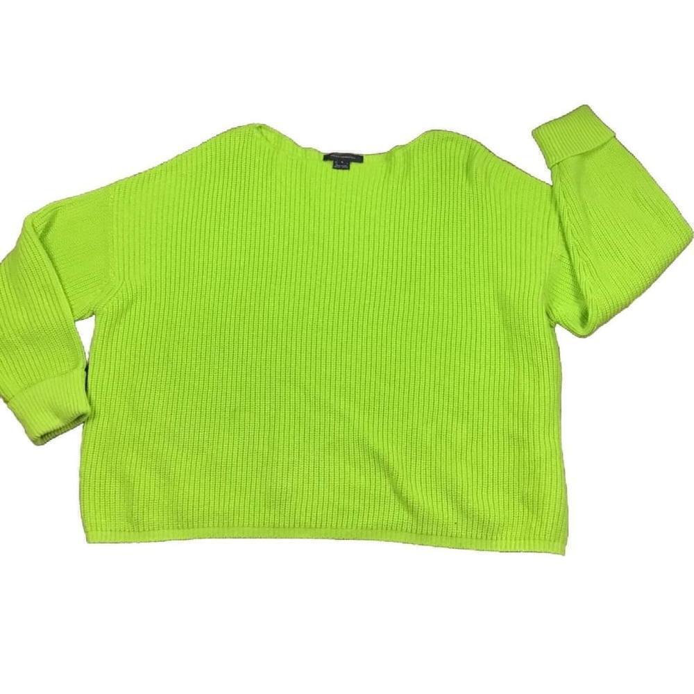 French Connection FCUK Women’sSmall KelleyGreen Ribbed Cuffed Boat Neck Sweater